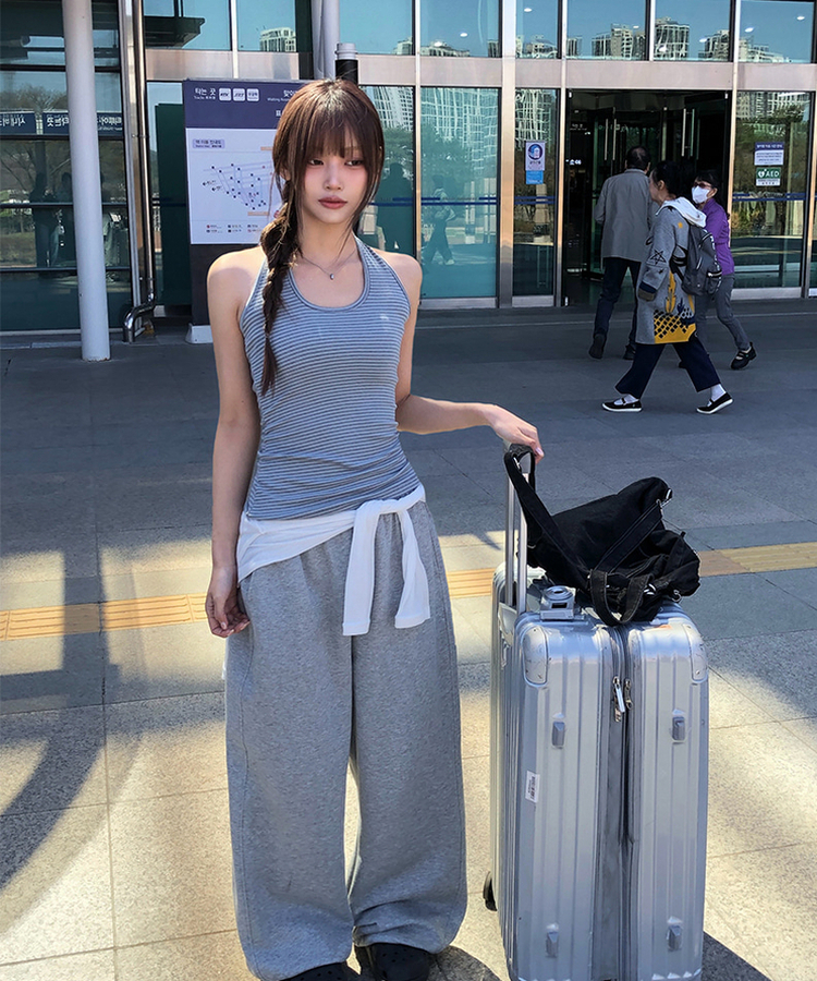 ストライプホルターキャミソール GREY