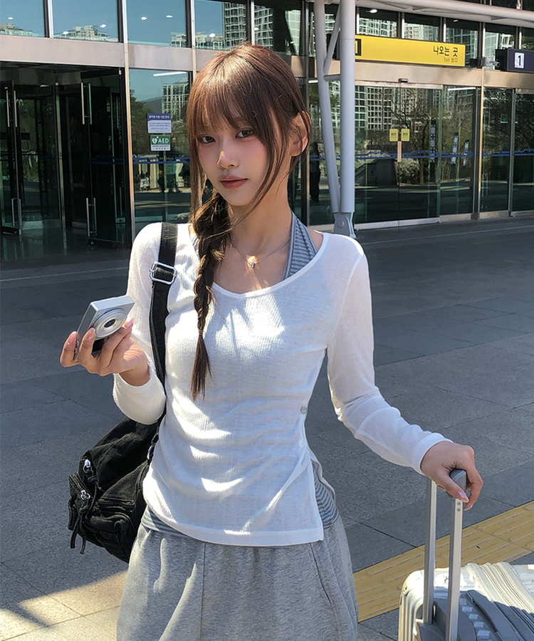 ストライプホルターキャミソール GREY