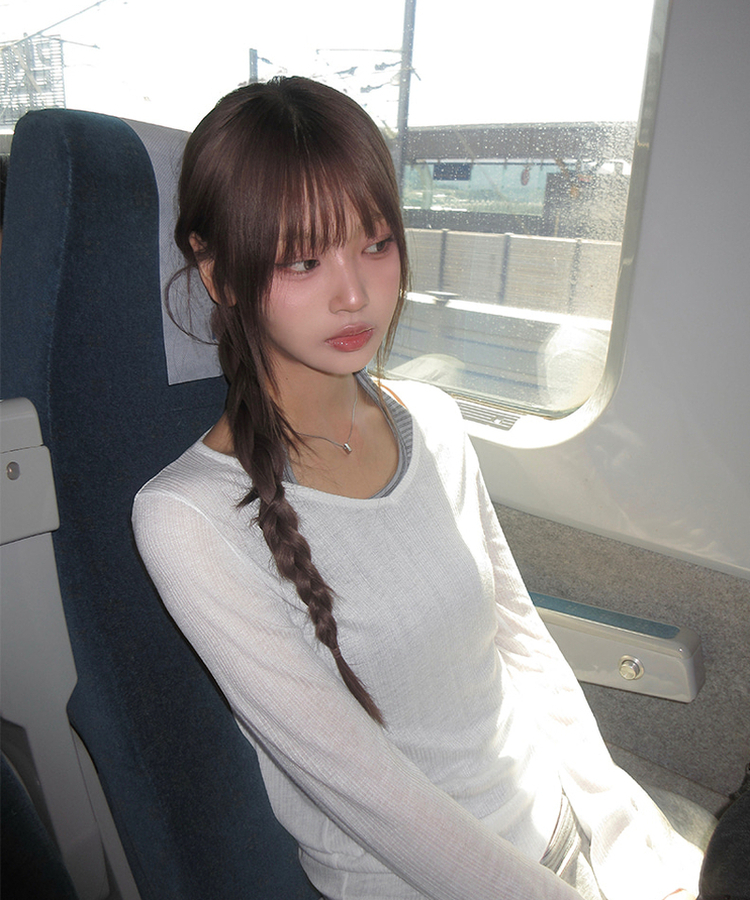 シースルーサイドツーボタンTシャツ(6color) IVORY