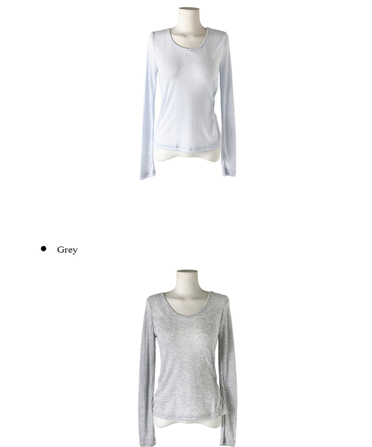 シースルーサイドツーボタンTシャツ(6color)