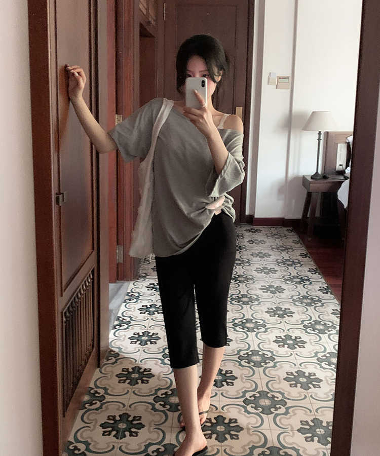 ワンショルダールーズフィットTシャツ GRAY