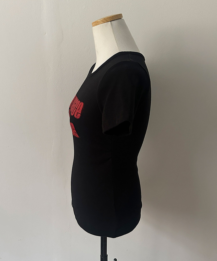 피스 레터링 옆셔링 허리잘록 반팔 티셔츠