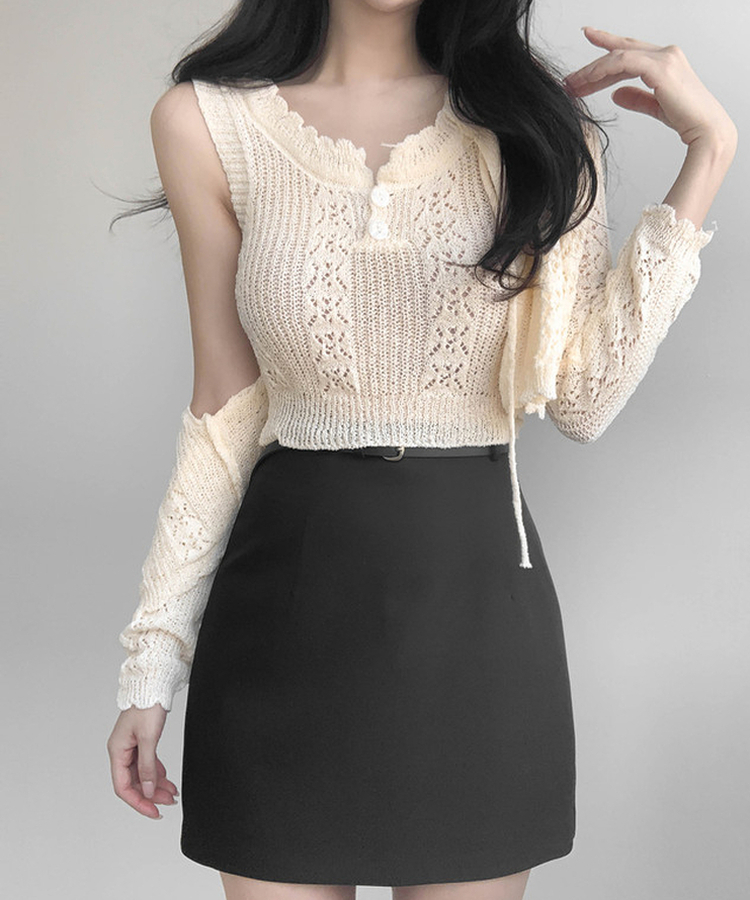 【SET】ボタンキャミソール カーディガン IVORY