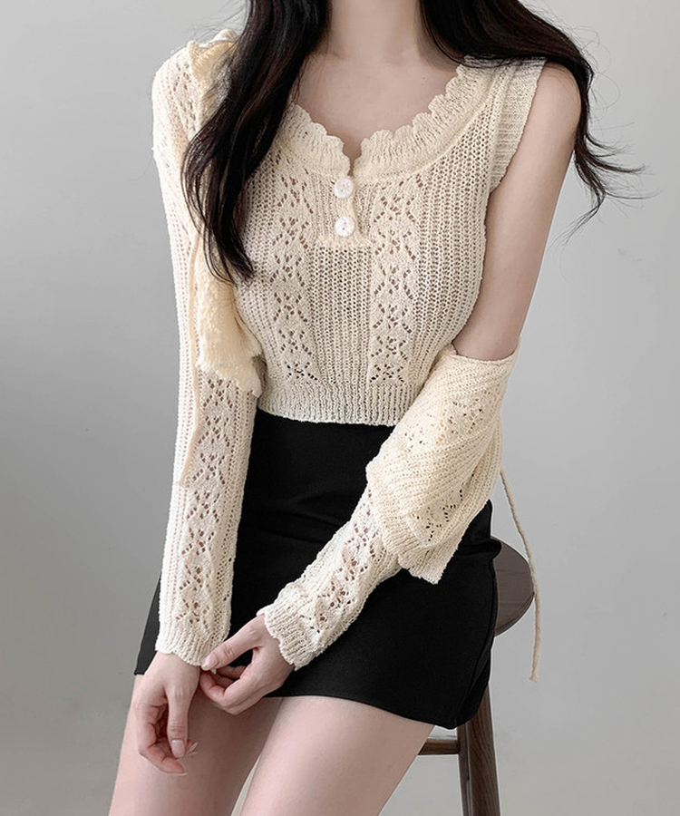 【SET】ボタンキャミソール カーディガン IVORY