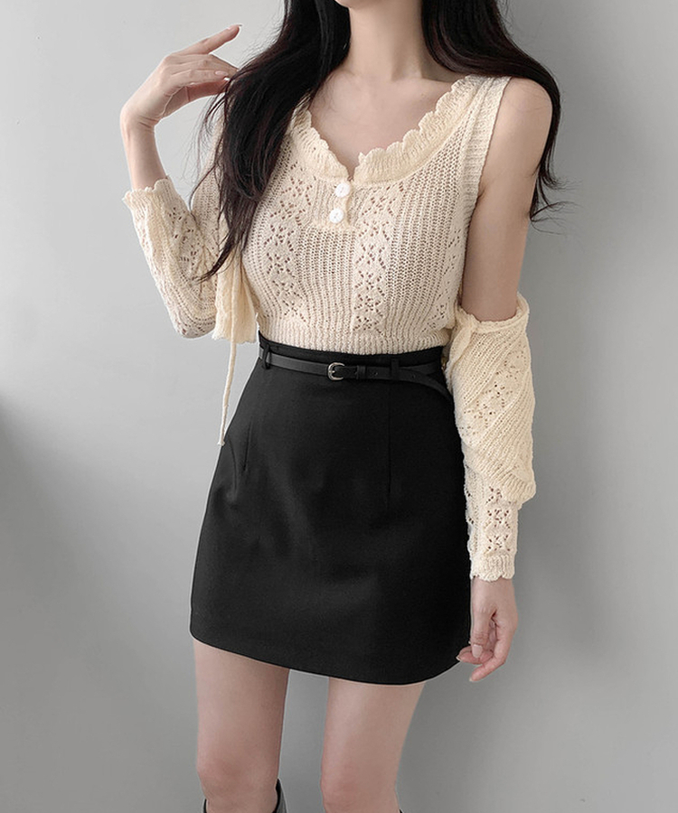 【SET】ボタンキャミソール カーディガン IVORY