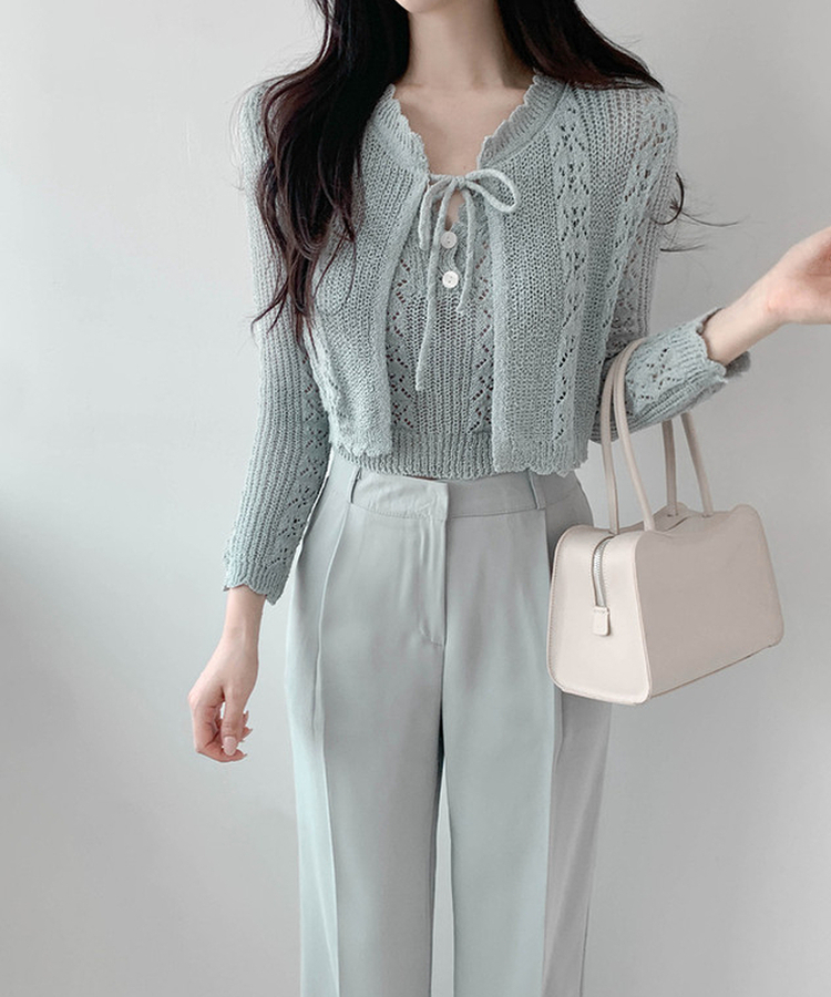 【SET】ボタンキャミソール カーディガン GRAY