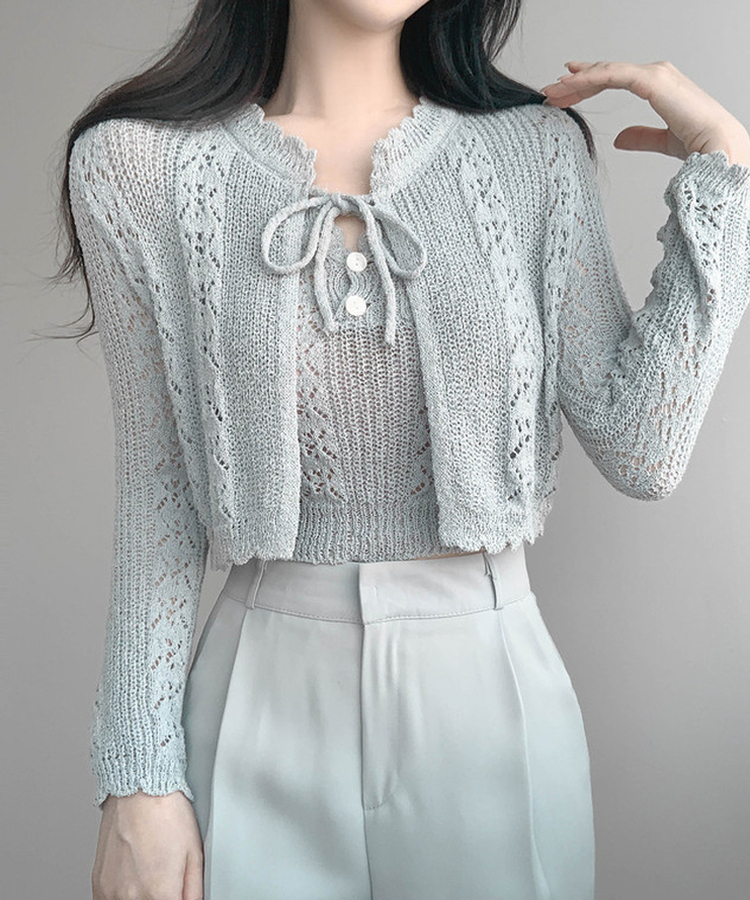 【SET】ボタンキャミソール カーディガン GRAY