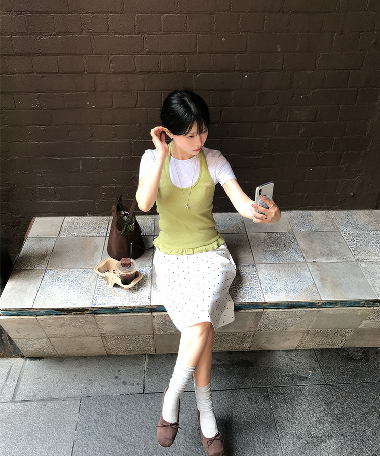 シフォンドットミディスカート IVORY