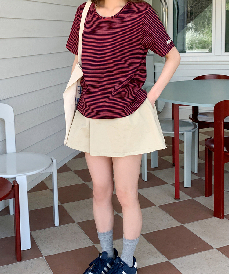 ストライプルーズ半袖Tシャツ(5color) RED