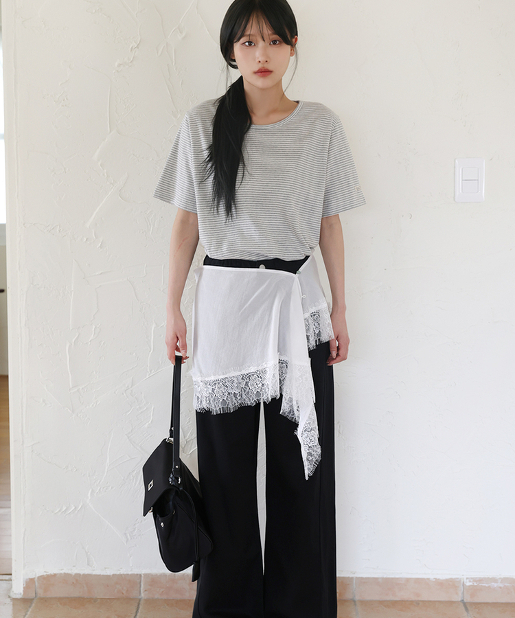 ストライプルーズ半袖Tシャツ(5color) IVORY