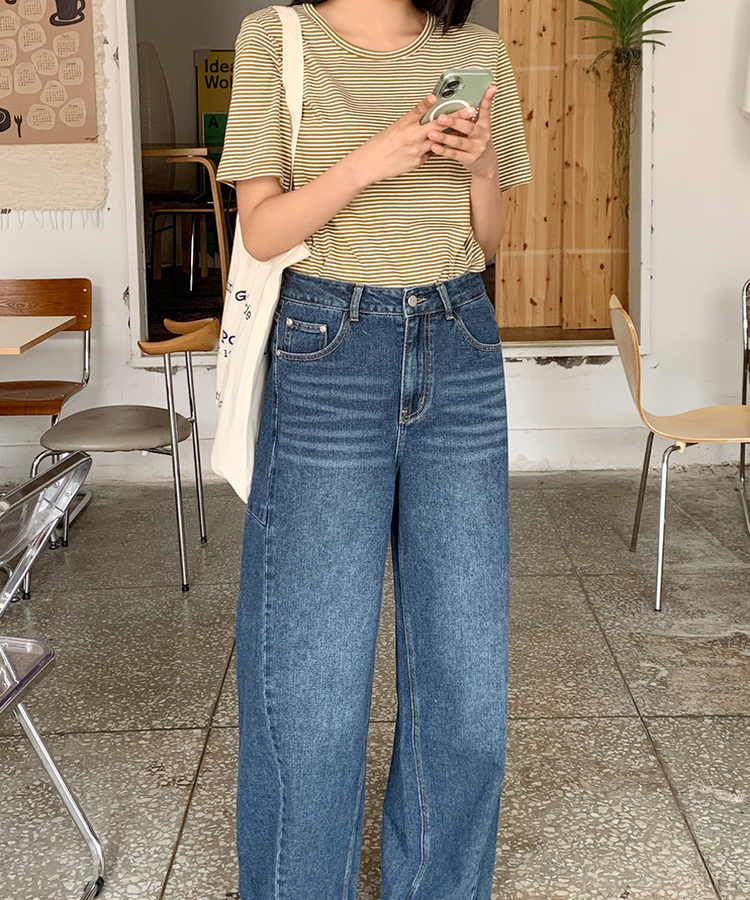 ストライプルーズ半袖Tシャツ(5color) OLIVE