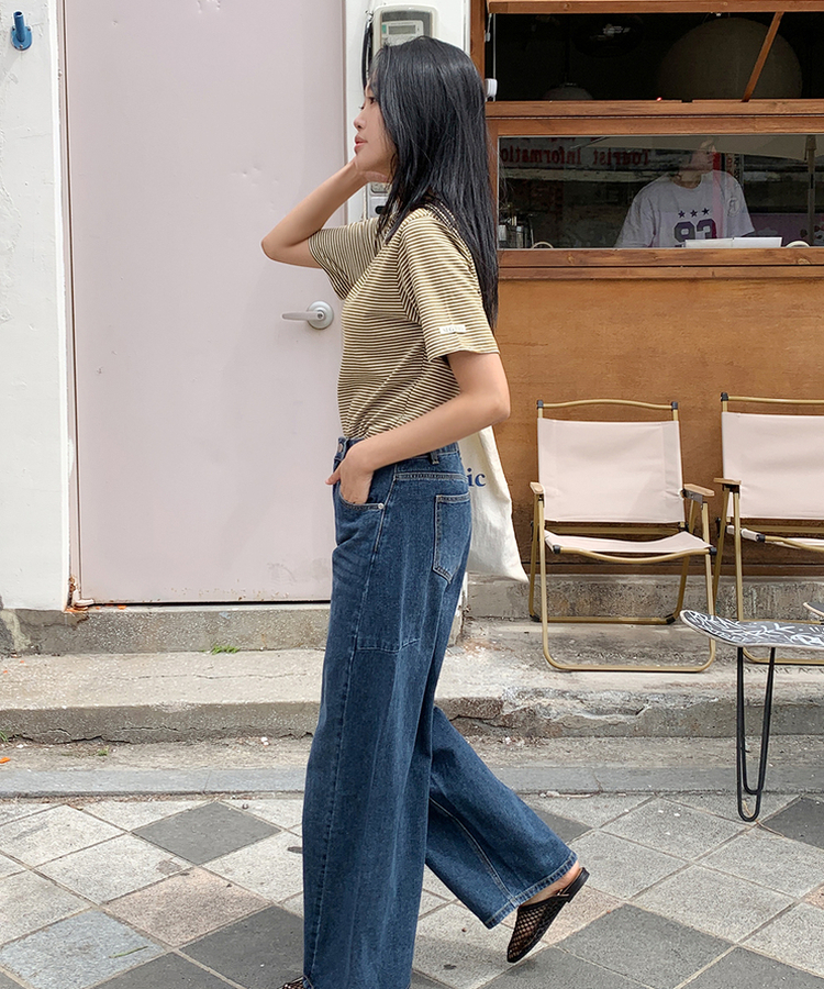 ストライプルーズ半袖Tシャツ(5color) OLIVE