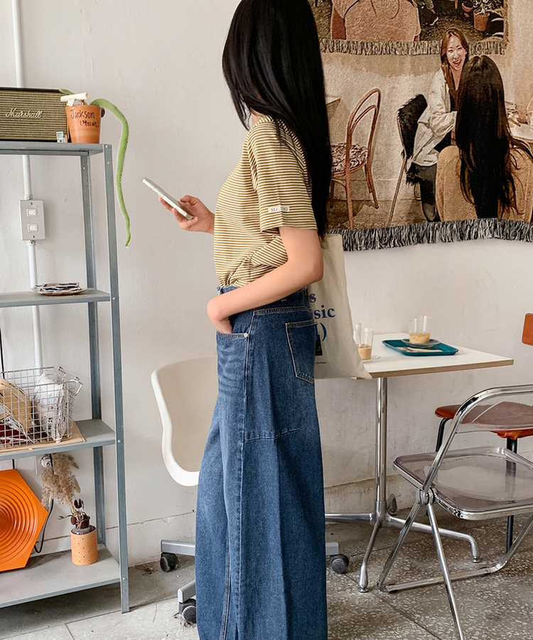 ストライプルーズ半袖Tシャツ(5color) OLIVE