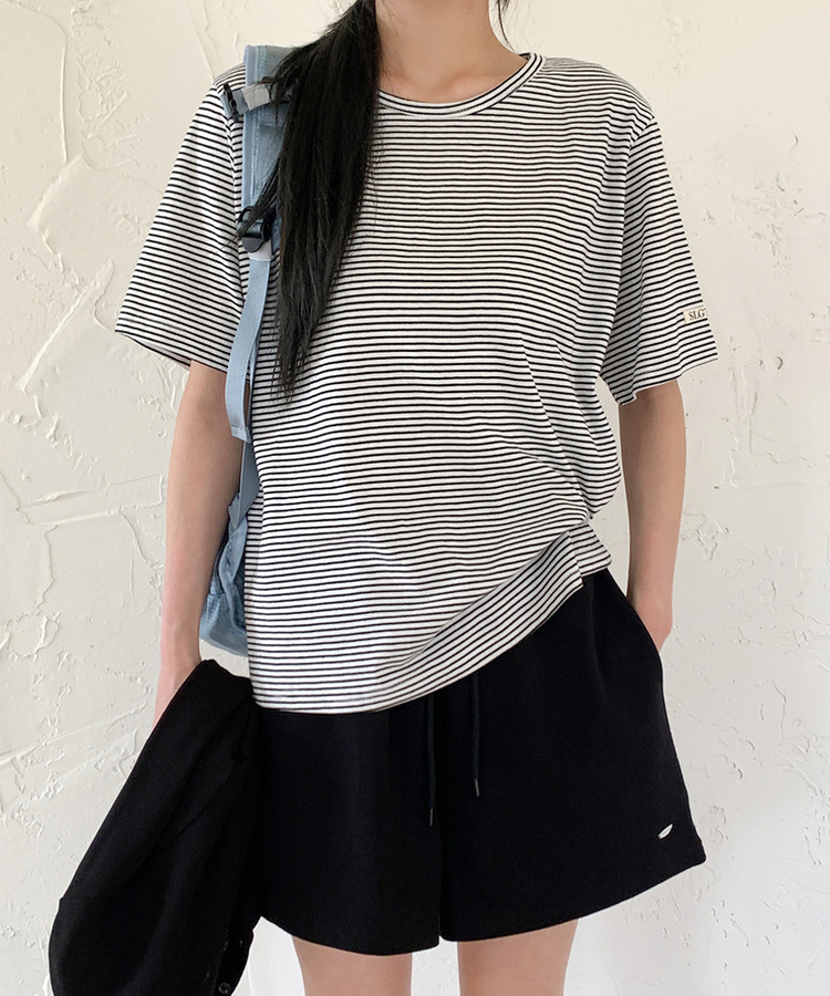 ストライプルーズ半袖Tシャツ(5color) GREY