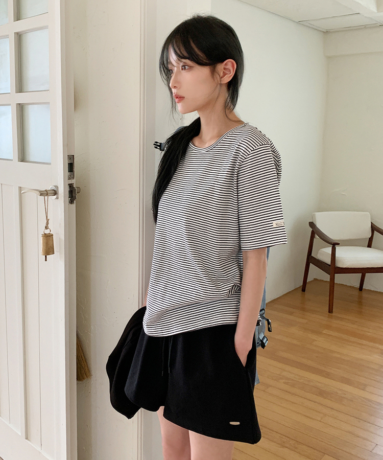 ストライプルーズ半袖Tシャツ(5color) GREY