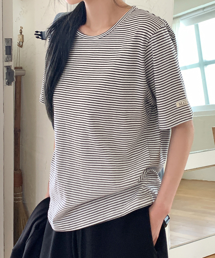 ストライプルーズ半袖Tシャツ(5color) GREY