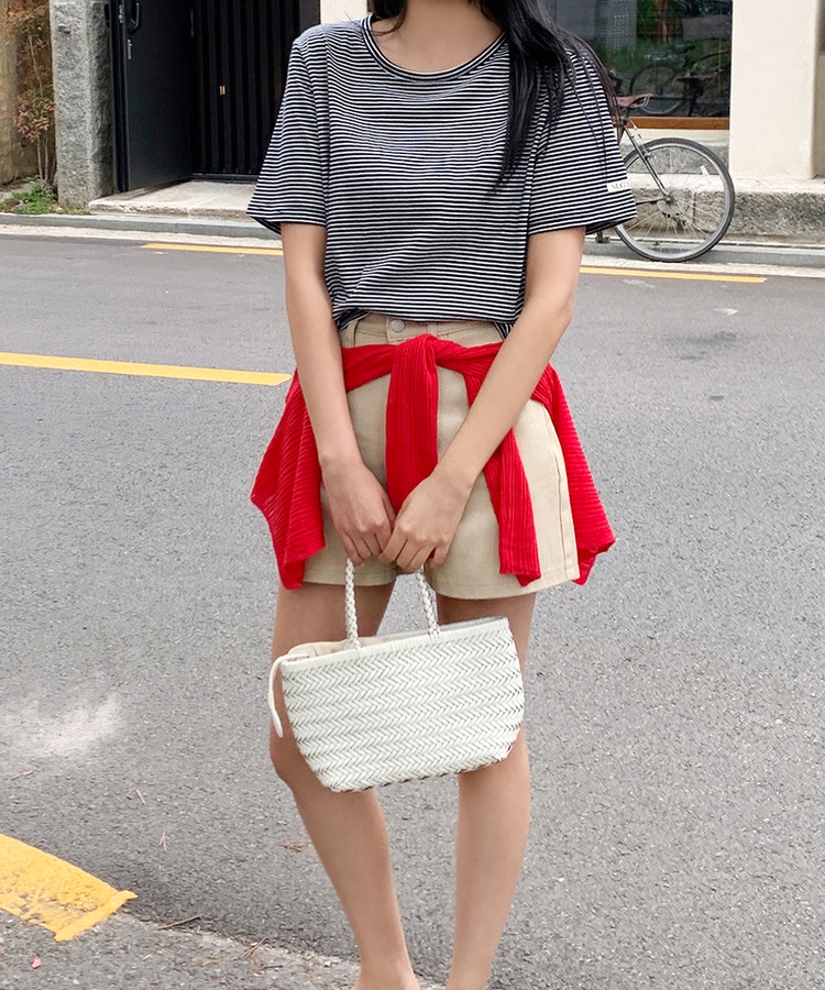 ストライプルーズ半袖Tシャツ(5color) NAVY