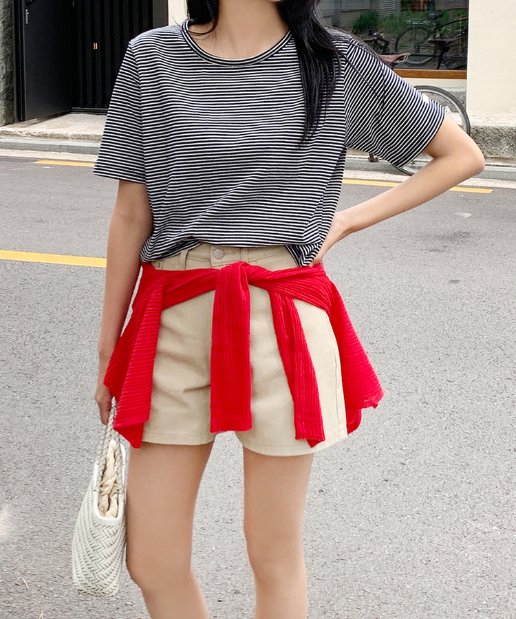 ストライプルーズ半袖Tシャツ(5color) NAVY