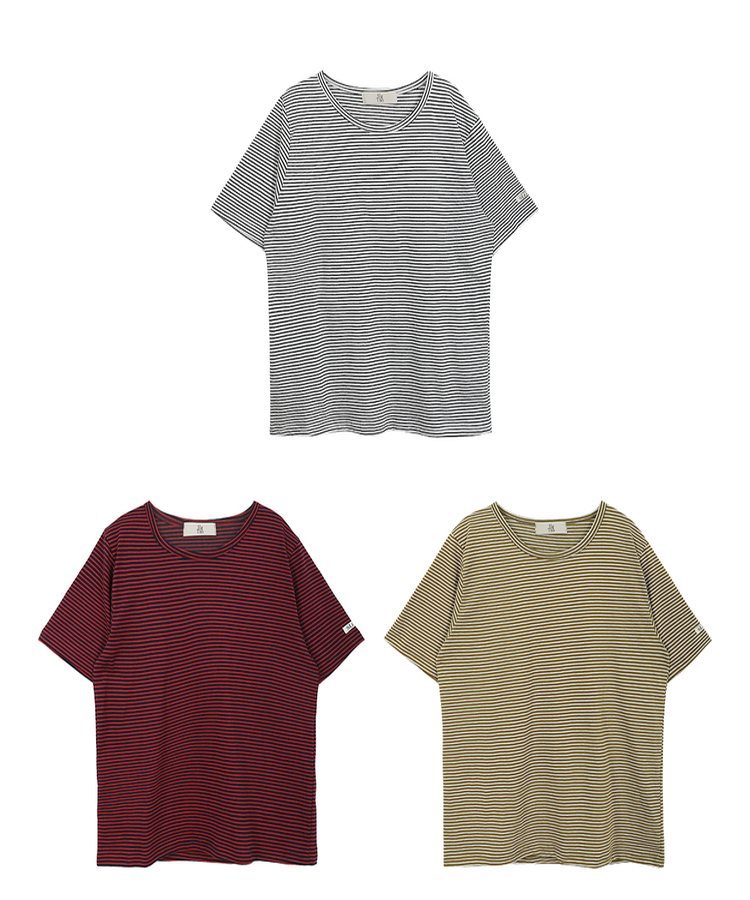 ストライプルーズ半袖Tシャツ(5color)