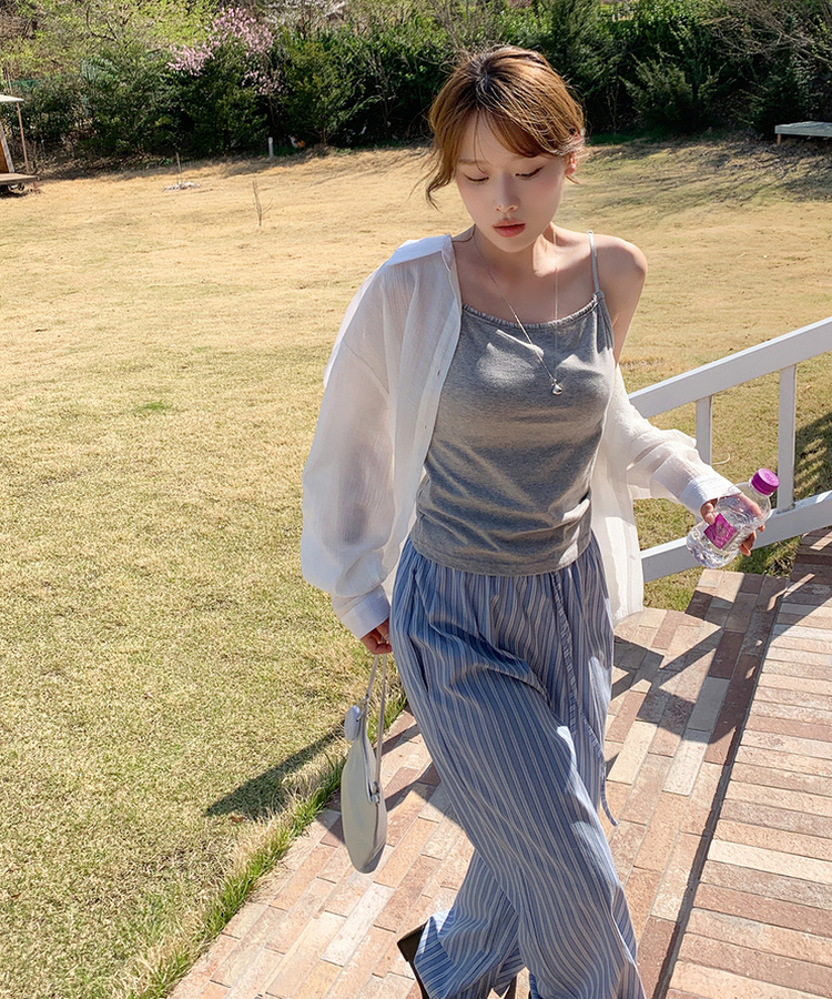 フリルベーシックキャミソール(5color) MELANGE GRAY