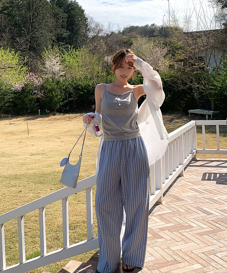 フリルベーシックキャミソール(5color) MELANGE GRAY