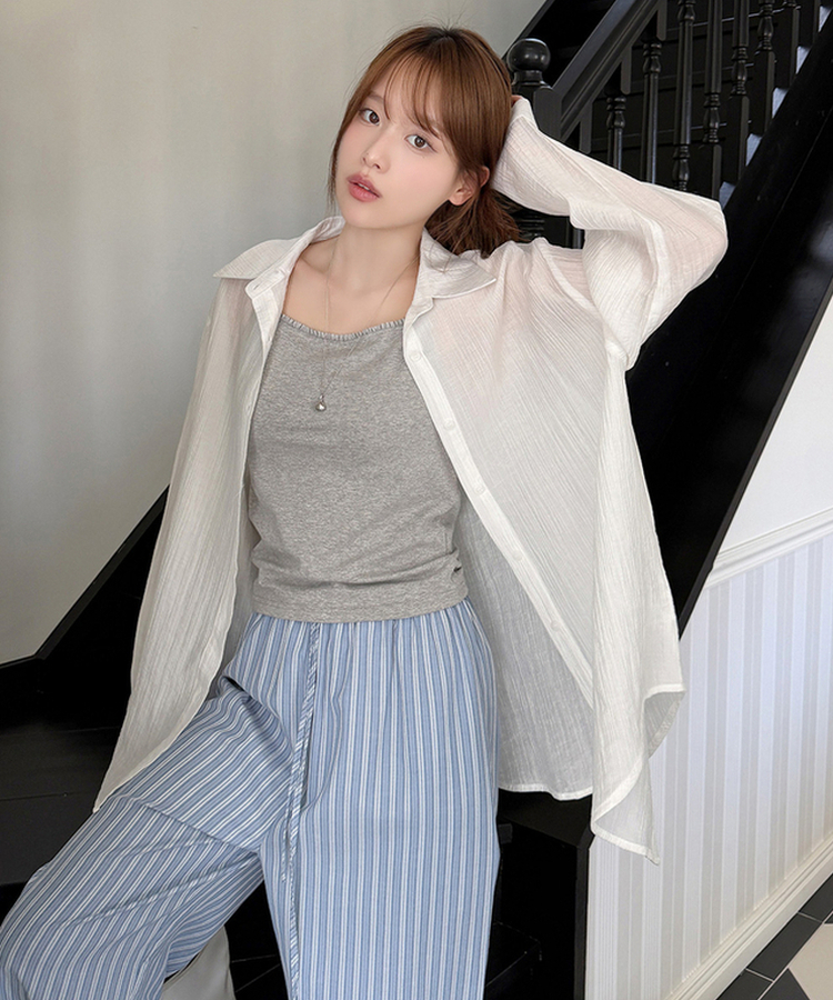 フリルベーシックキャミソール(5color) MELANGE GRAY