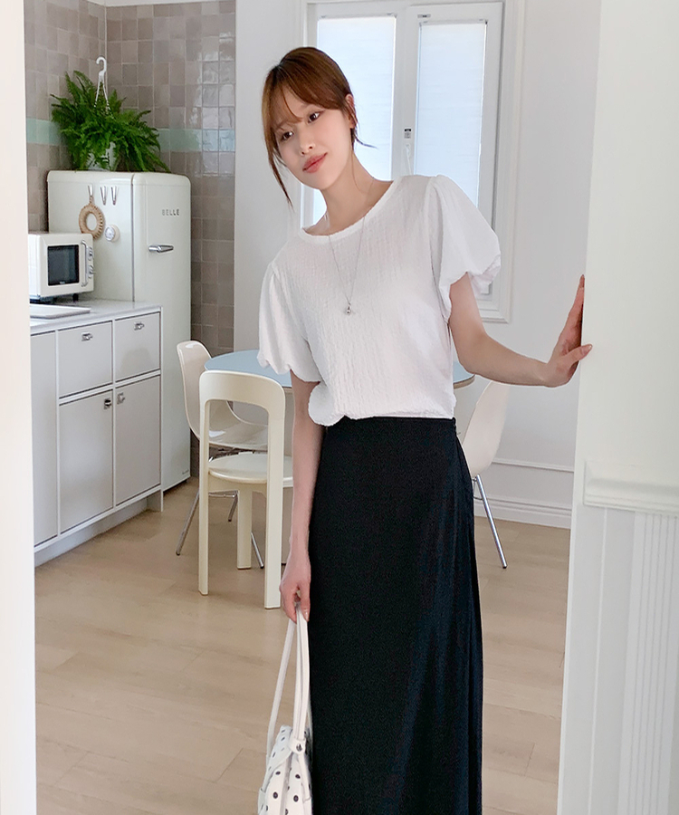 パフ半袖ブラウス IVORY