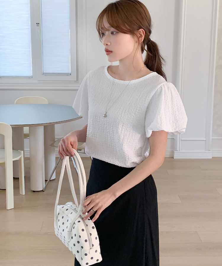 パフ半袖ブラウス IVORY