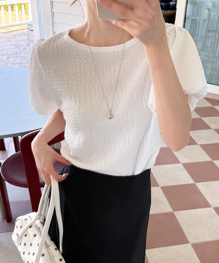 パフ半袖ブラウス IVORY