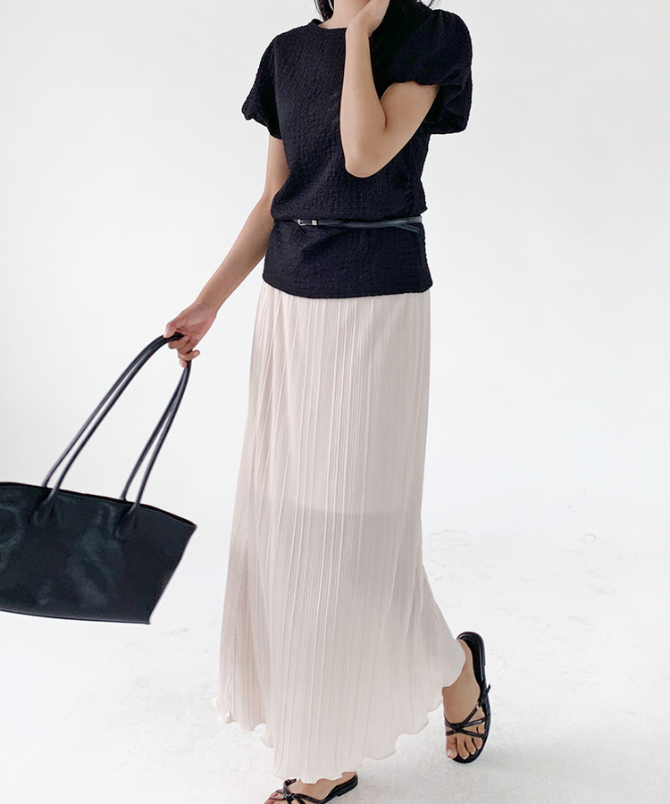 パフ半袖ブラウス BLACK