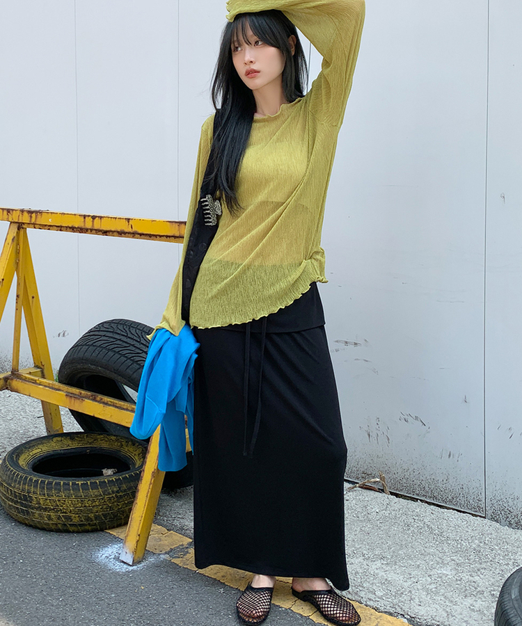 レイヤードロングスカート BLACK