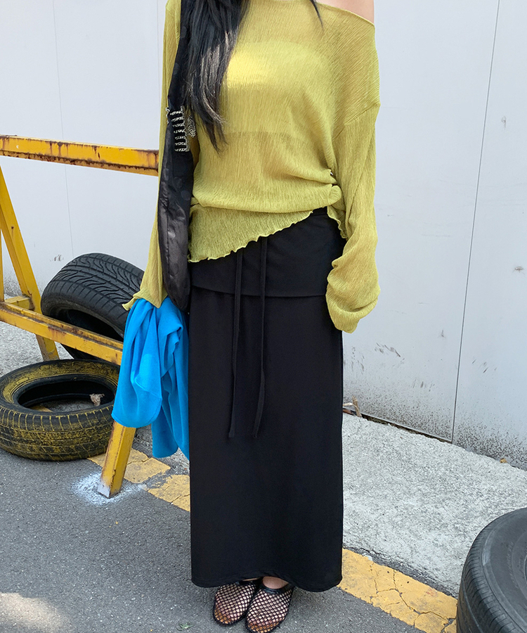 レイヤードロングスカート BLACK