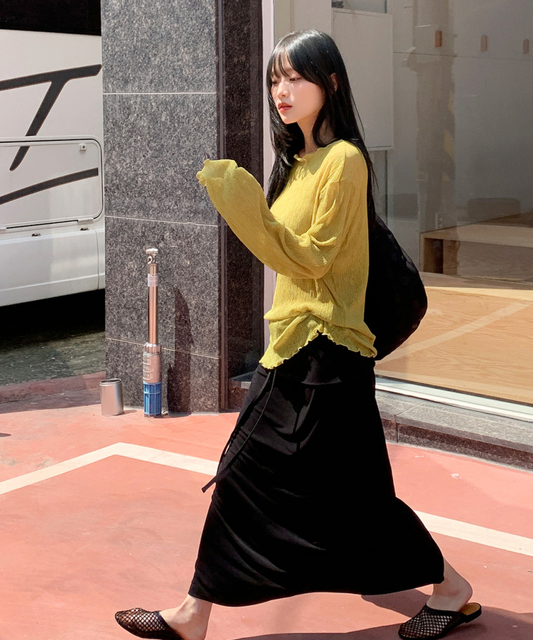 レイヤードロングスカート BLACK