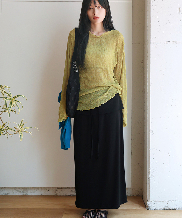 レイヤードロングスカート BLACK