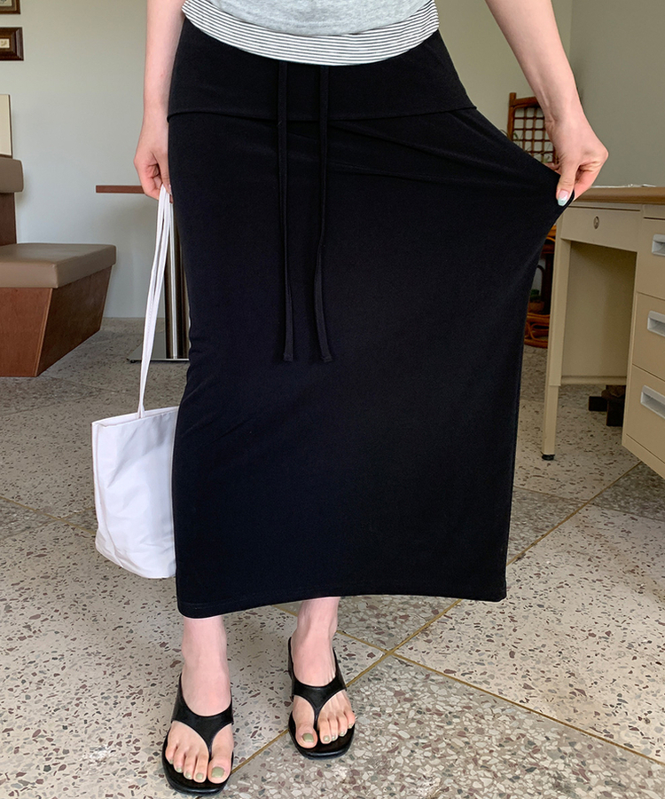 レイヤードロングスカート BLACK