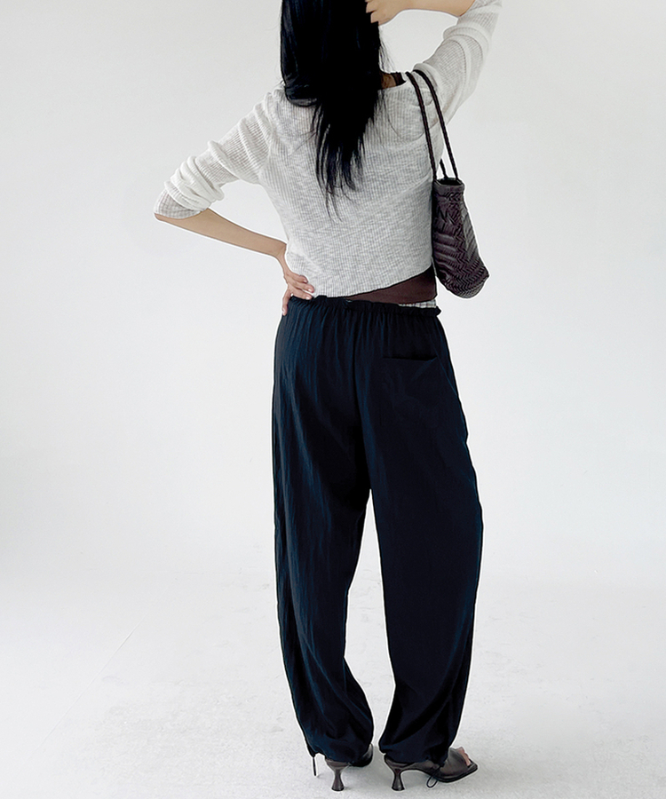 チェックレイヤードナイロンパンツ NAVY