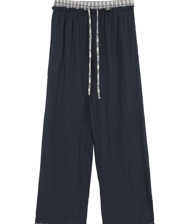 チェックレイヤードナイロンパンツ