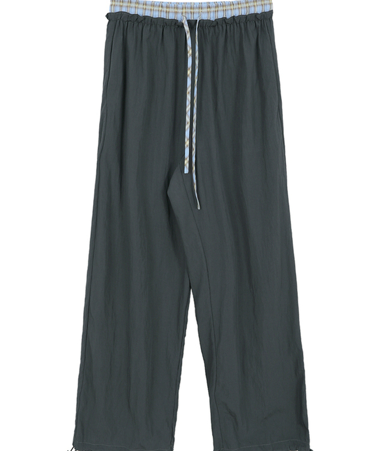 チェックレイヤードナイロンパンツ