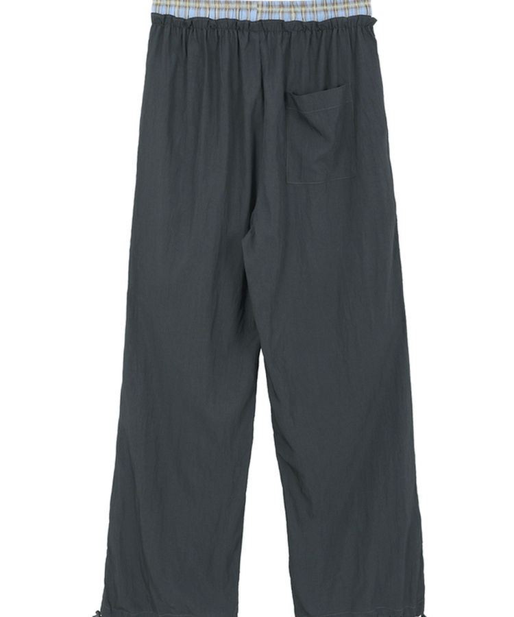 チェックレイヤードナイロンパンツ