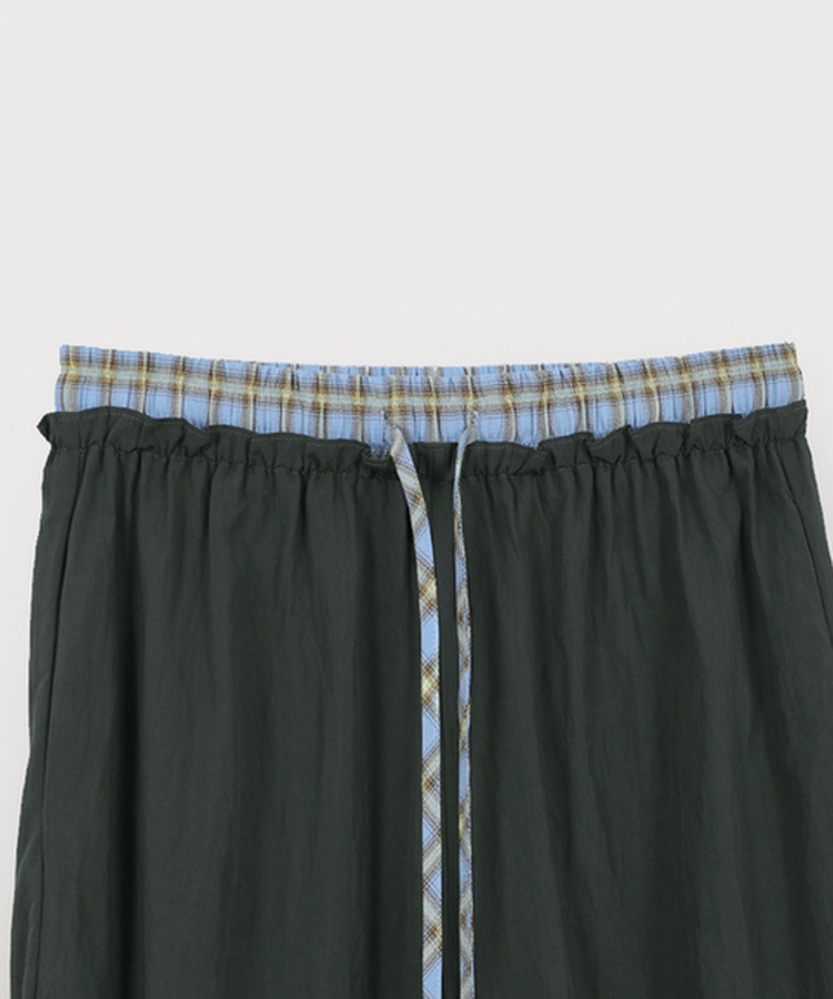 チェックレイヤードナイロンパンツ