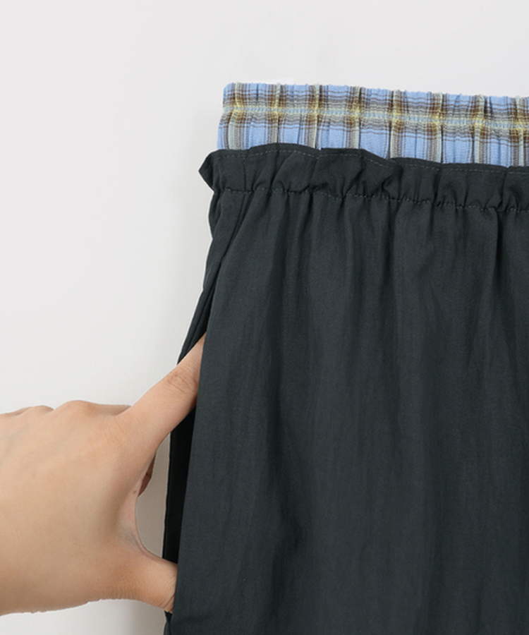 チェックレイヤードナイロンパンツ