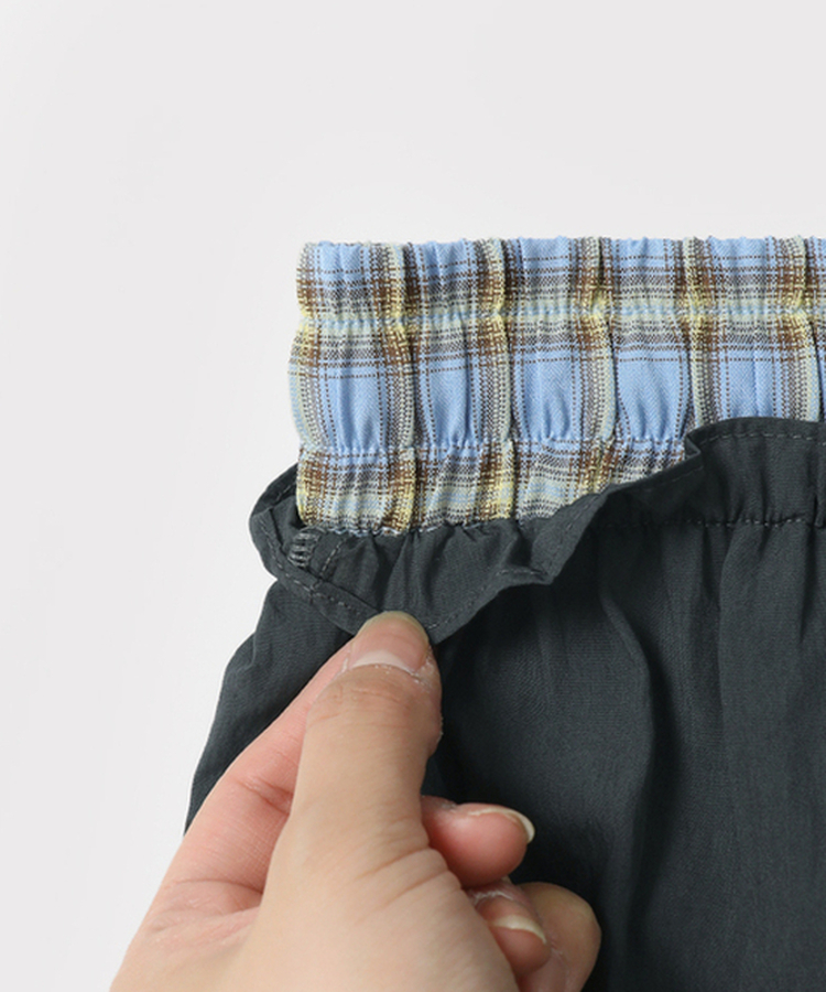 チェックレイヤードナイロンパンツ