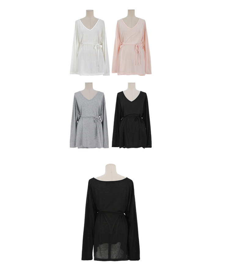 ディープVストリングロングTシャツ