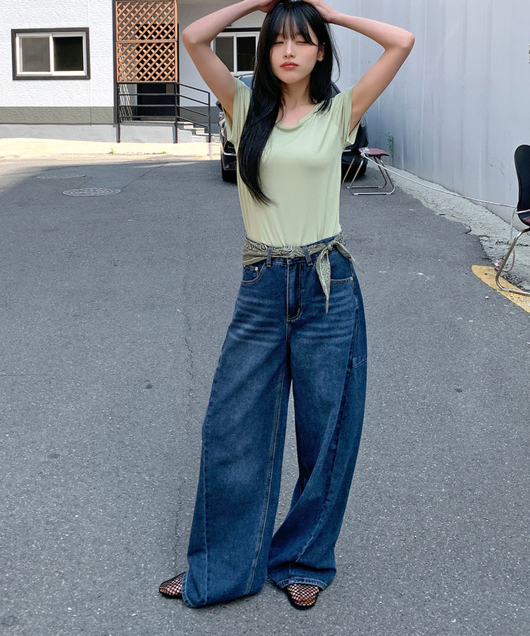 カットルーズバルーンデニムパンツ DEEP DENIM