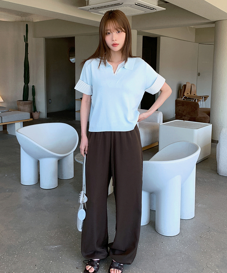 ワイドストリングスラックス BROWN