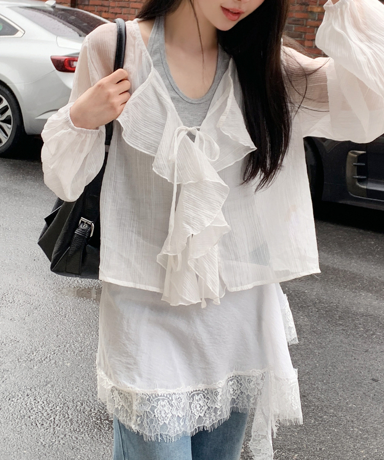 パフカーディガンブラウス IVORY