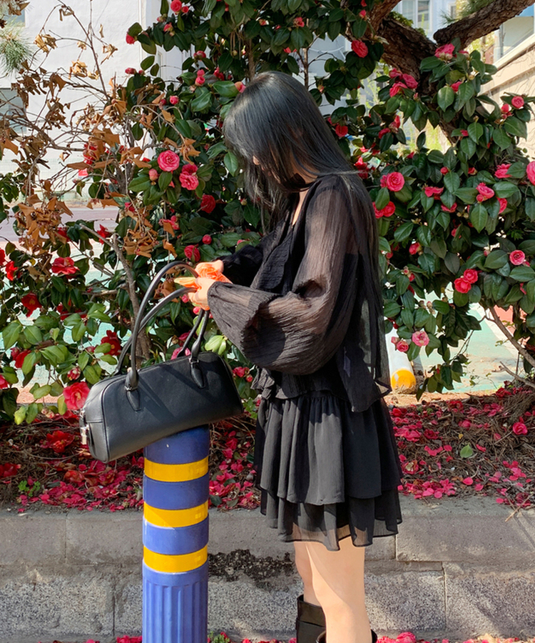 パフカーディガンブラウス BLACK