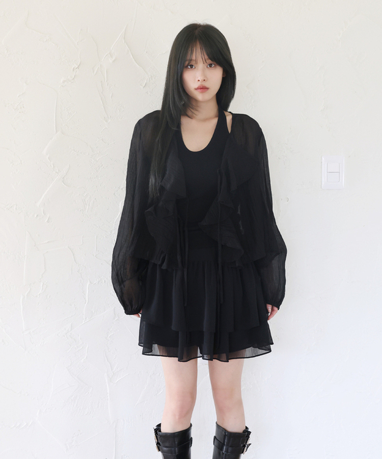 パフカーディガンブラウス BLACK