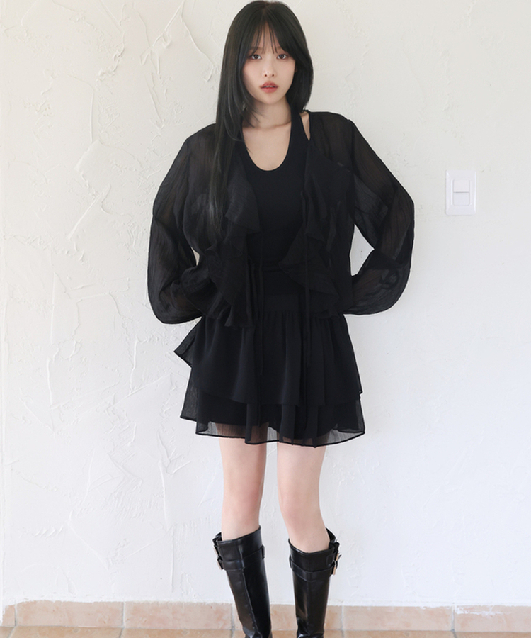 パフカーディガンブラウス BLACK