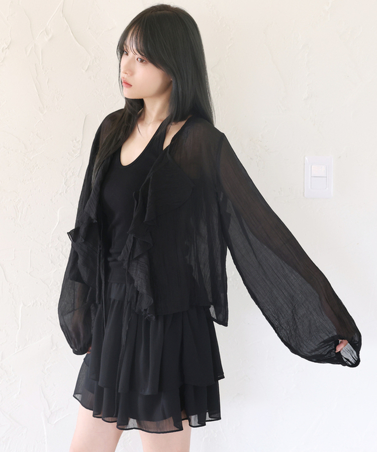 パフカーディガンブラウス BLACK
